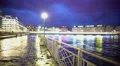Evening time, beautiful view on Mont-Blanc embankment in Geneva, Switzerland 4k or 4k+ Resolution