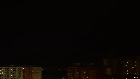 Evening time-lapse of the city with lightning and bad weather. Stock Footage 246966544