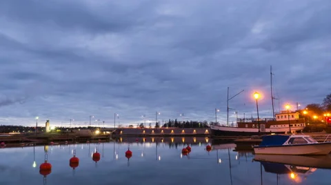 Evening time lapse of harbor Stock Footage 56686612