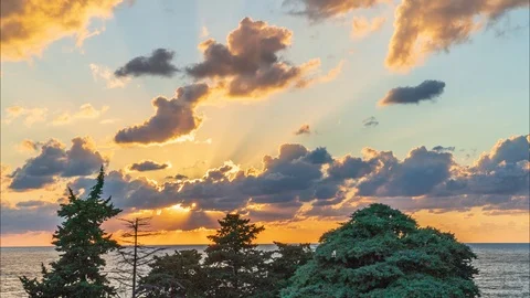 Evening time lapse. Sunset over the sea Stock-Footage 97136628