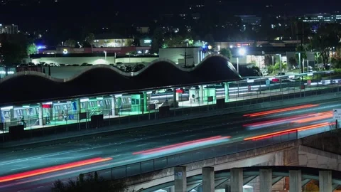 Evening Time-Lapse of Traffic Near Dublin BART Station and I-580 Freeway in Stock Footage 319008646