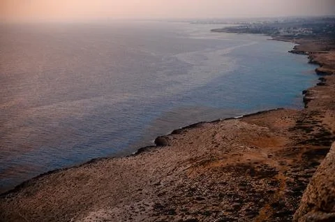 Evening time over dark blue mediterranean in Ayia Napa Stock Photos