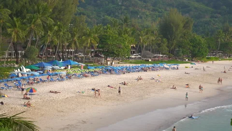Evening time phuket island kata noi beach bay top slow motion 4k thailand Stock-Footage 320507534