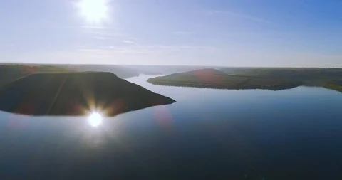 Evening time on the river. Blue water. Horizontal footage. Outdoors. Summertime 스톡 동영상 108846465