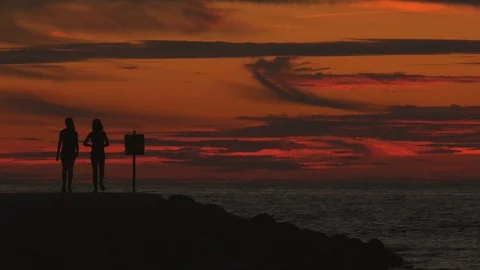 Evening time on the road near the beach Stock Footage 87085153
