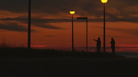 Evening time on the road near the beach Stock Footage 87085982