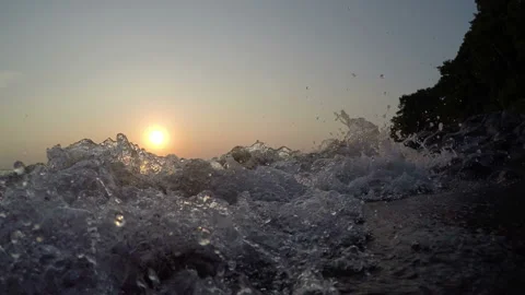 Evening time sea surf Video stock 145943328