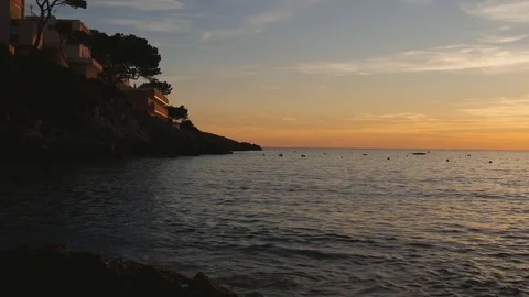 Evening time. Stone coast of the sea. Spain. Stock Footage 82843006