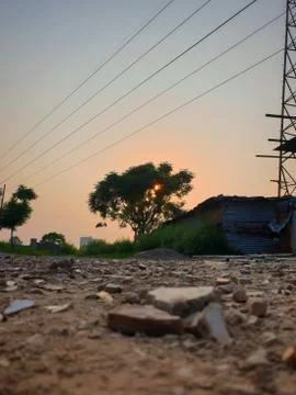 Evening time sun is down Stock Photos