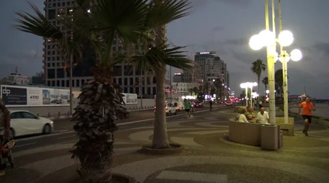 Evening time is in Tel aviv Stock Footage 39815643