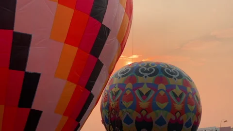 Evening time with two hot air balloon flying Stock-Footage 253836833