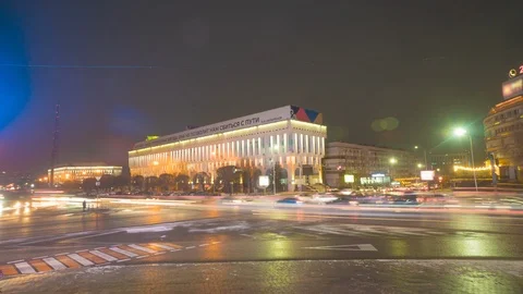 Evening timelapse Almaty Stockbeeldmateriaal 124999233