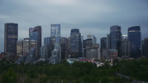 Evening timelapse of Calgary cityscape Stock Footage 260430469