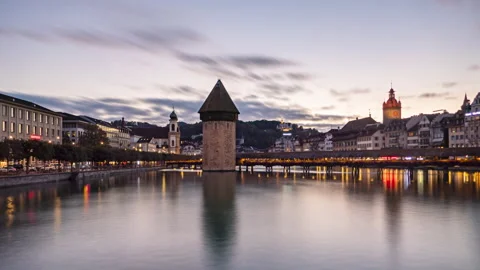 Evening timelapse Lucerne, Switzerland 库存影片 333645767