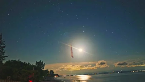 Evening timelapse with passing lighting storm Stock Footage 169545184