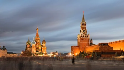 Evening timelapse of Red Square, Moscow Stock Footage 120241899