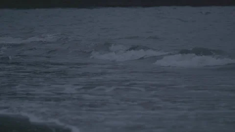 Evening in Torquay. Slow motion waves crashing. Stock Footage 179529389