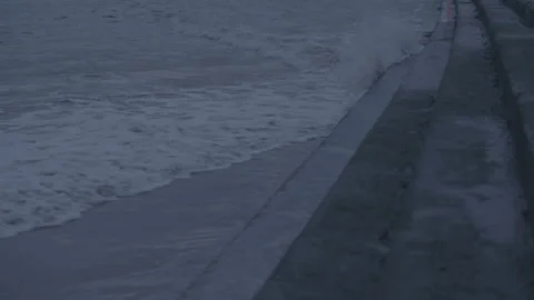Evening in Torquay. Waves coming towards camera. Stock Footage 179539197