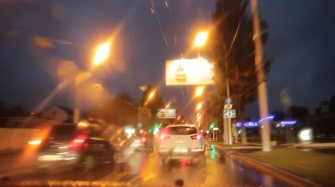 Evening town traffic Stock Footage 30366802