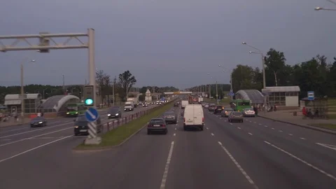 Evening track on sunset background. shooting from the car moving the car forward Stock Footage 82288208
