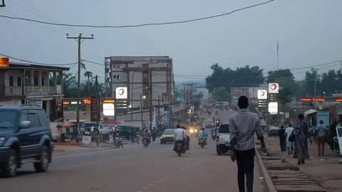 Evening traffic in Bertoua Stock Footage 80607154