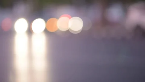 Evening traffic blurred to circles of confusions Stock Footage 73756202