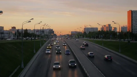Evening traffic in the city, Time lapse Stock Footage 78563883