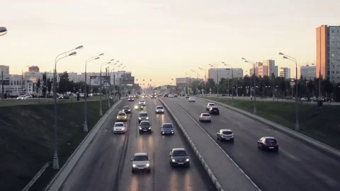 Evening traffic in the city, Time lapse Stock Footage 78564341