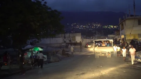 Evening Traffic in Haiti Stock Footage 75398305