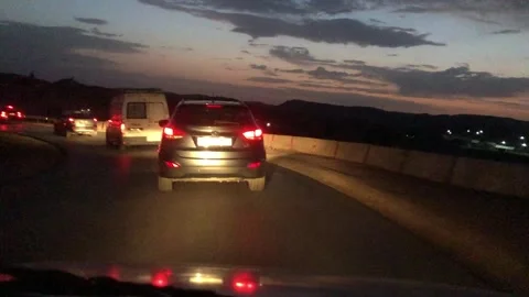 Evening Traffic on Highway During Sunset Video stock 330603421