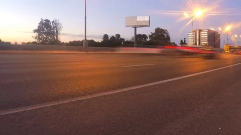 Evening traffic on the highway timelapse 스톡 동영상 77283879