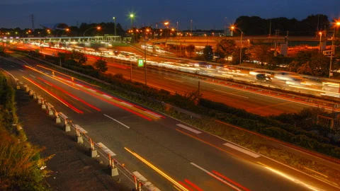 Evening Traffic Jam at Urawa Interchange on Tohoku Expressway Stock Footage 327534126