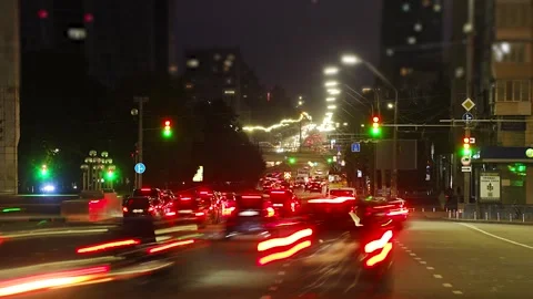 Evening traffic in Kyiv Stock Footage 246130873