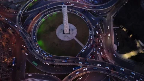 Evening traffic on the overpass Stock Footage 199378901