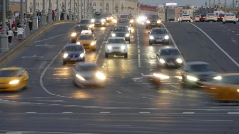 Evening traffic timelapse Stock Footage 134142583
