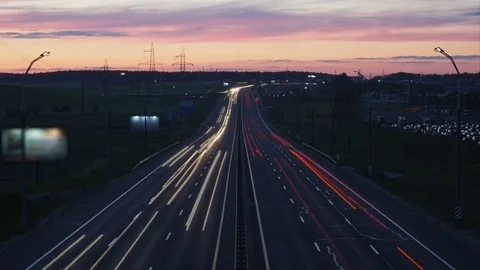 Evening traffic. View from above. Timelapse Stock Footage 76614742
