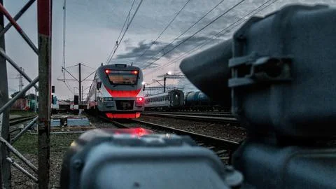 Evening Train Arrival Stock Photos