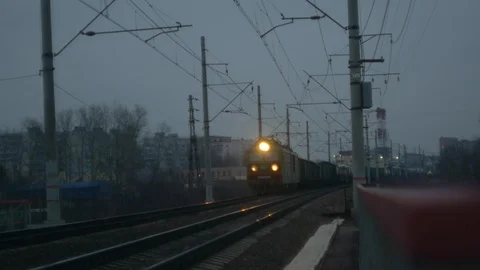 Evening train, dark atmosphere Stock Footage 123166025