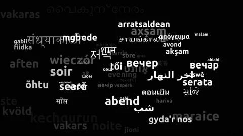 Evening Translated in 72 Worldwide Languages Endless Looping 3d Zooming Wordc Video stock 145202143