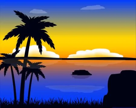 Evening in tropic Stock Illustration