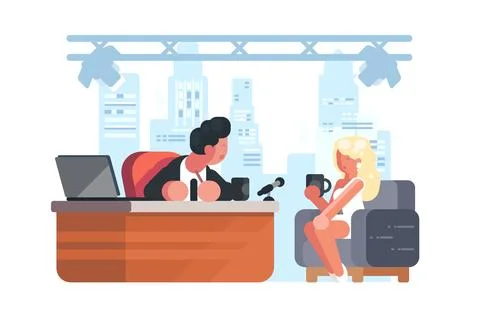 Evening TV Show Interview Illustrazione stock