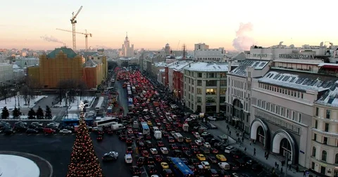 Evening twilight over Moscow. The view from the observation deck Video stock 70858898