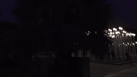 Evening “Urban Light” L,A,C,M,A, Stock Footage 122380039