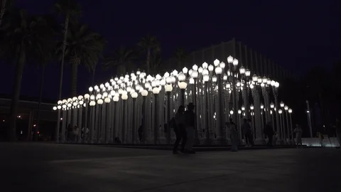 Evening “Urban Light” L,A,C,M,A, Stock Footage 122380686