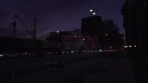 Evening “Urban Light” L,A,C,M,A, Stock Footage 122380971