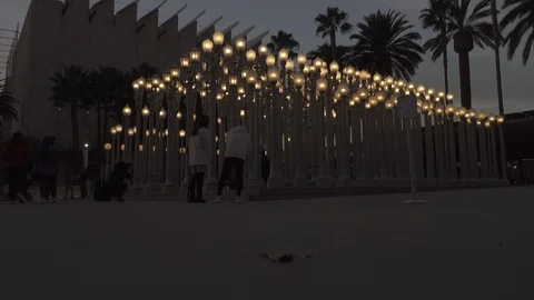 Evening “Urban Light” L,A,C,M,A, Stock Footage 122386358