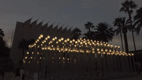 Evening “Urban Light” L,A,C,M,A, Stock Footage 122387010