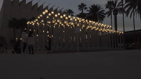 Evening “Urban Light” L,A,C,M,A, Stock Footage 122389887