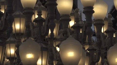 Evening “Urban Light” L,A,C,M,A, Stock Footage 122390877