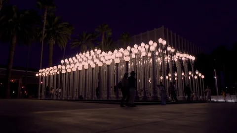 Evening “Urban Light” L,A,C,M,A, Stock Footage 126350828